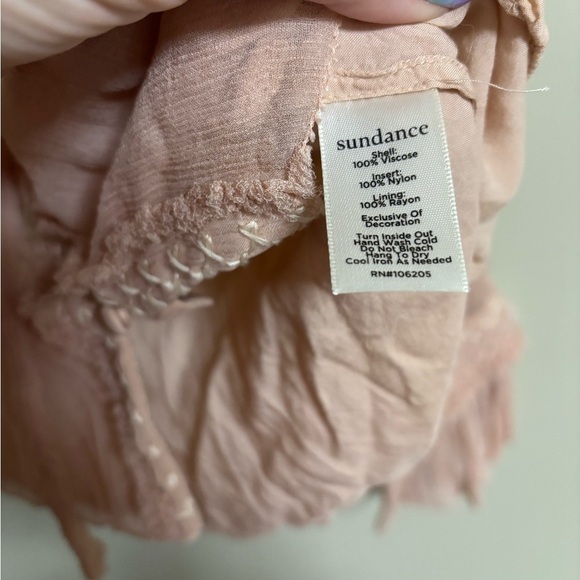 Sundance Fairy Viscose Buttons Crinkle Neck Tie Blouse Top Blush Pink Size XS - Picture 4 of 7